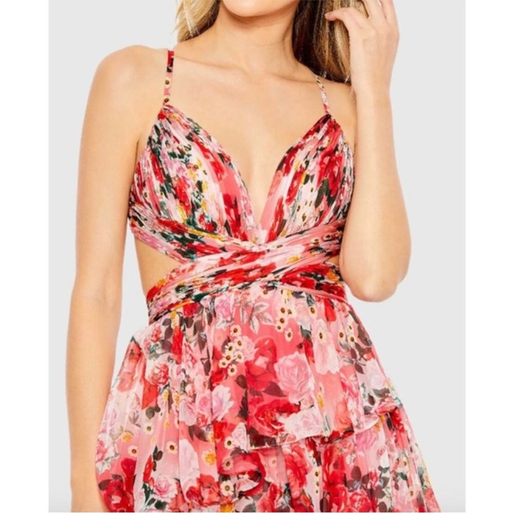 MAC DUGGAL Dress Size 8 Evening Gown Pink Floral Fit Flare Open Back NEW - Picture 8 of 9
